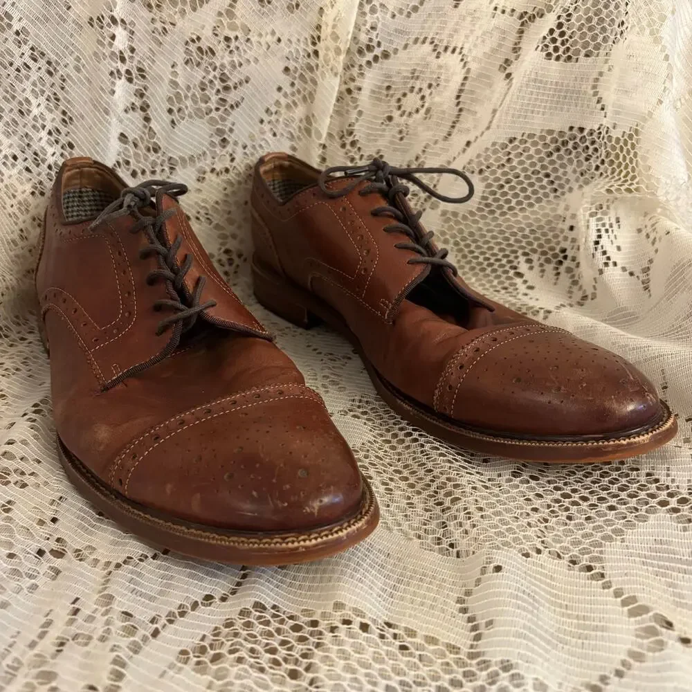 Aston Grey Men's US 12 Brown Leather Oxfords Shoes